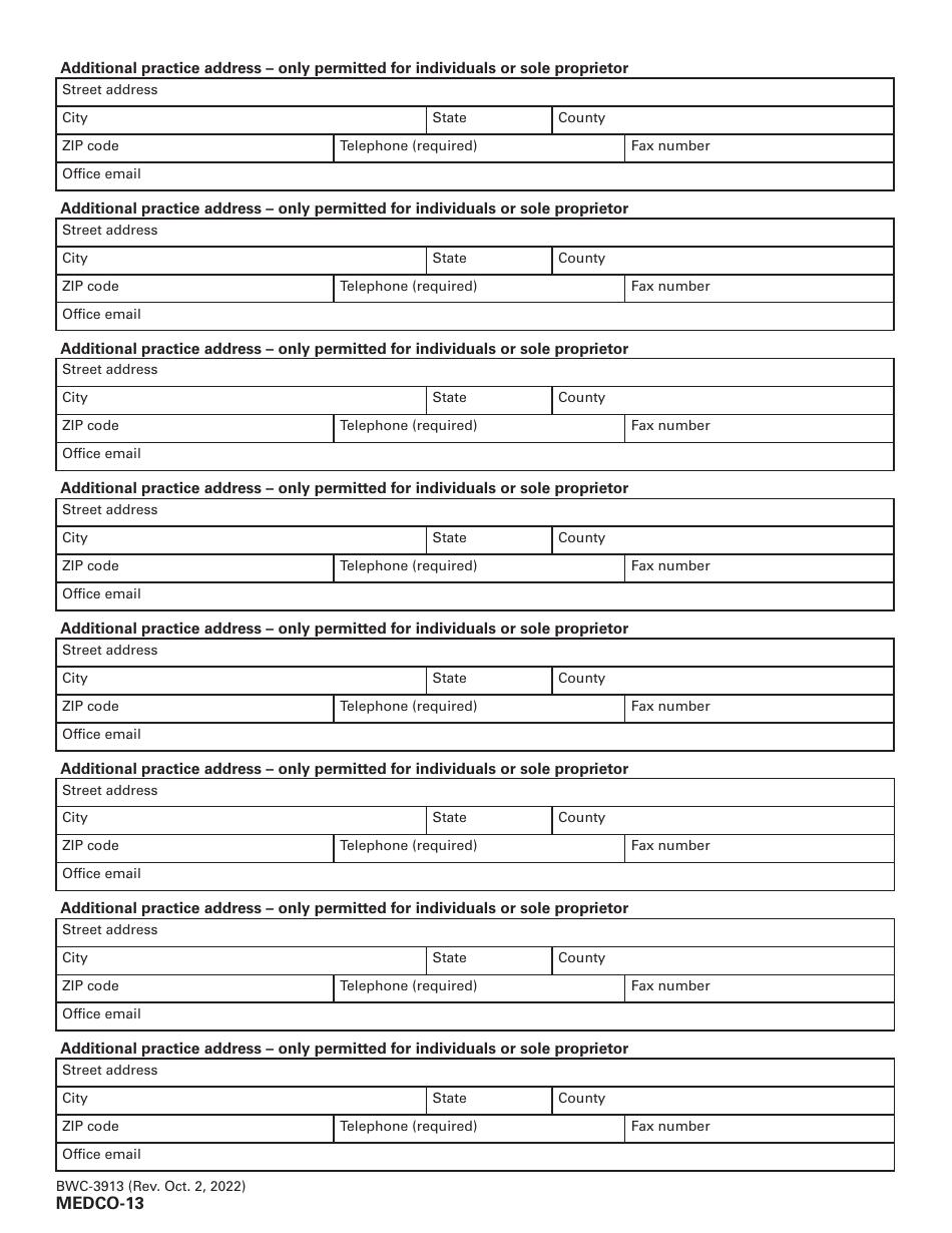 Form MEDCO-13 (BWC-3913) Application for Provider Enrollment and Certification - Ohio, Page 6