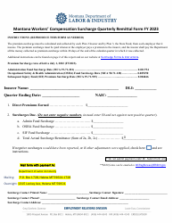 Montana Workers&#039; Compensation Surcharge Quarterly Remittal Form - Montana