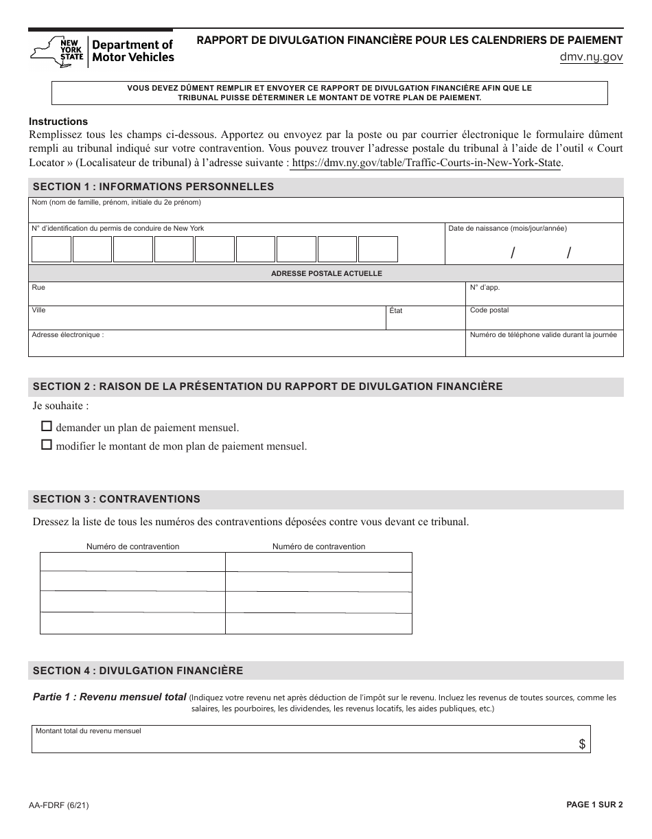 Form AA-FDRF - Fill Out, Sign Online and Download Fillable PDF, New ...