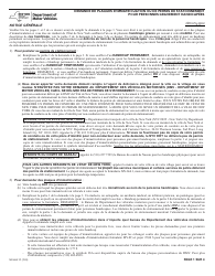 Form MV-664.1F Application for a Parking Permit or License Plates, Ifor Persons With Severe Disabilities - New York (French)