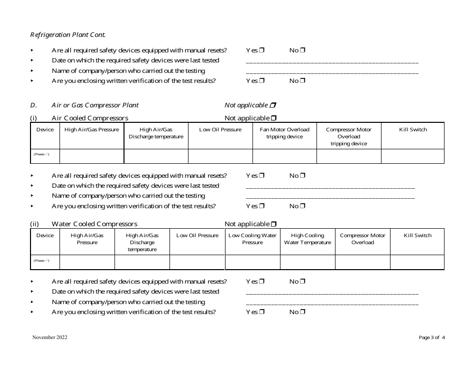 Form 1A Application to Operate a Guarded Plant Under Minimum or Periodic Supervision - Nova Scotia, Canada, Page 3