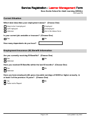 Service Registration - Learner Management Form - Nova Scotia School for Adult Learning (Nssal) - Clo and Fn - Nova Scotia, Canada, Page 4