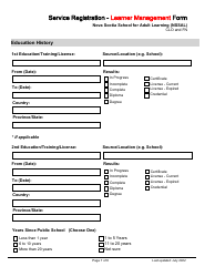 Service Registration - Learner Management Form - Nova Scotia School for Adult Learning (Nssal) - Clo and Fn - Nova Scotia, Canada, Page 7