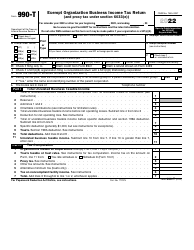 Document preview: IRS Form 990-T Exempt Organization Business Income Tax Return (And Proxy Tax Under Section 6033(E)), 2022