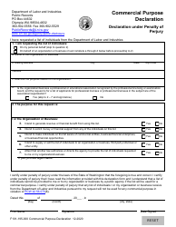 Document preview: Form F101-195-000 Commercial Purpose Declaration - Washington