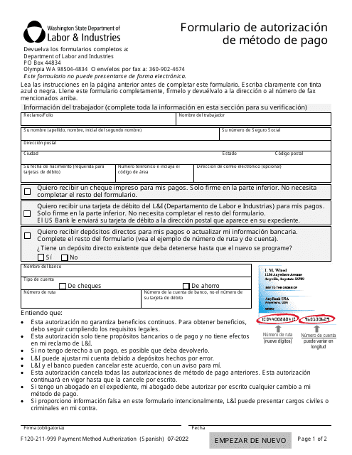 Formulario F120-211-999  Printable Pdf