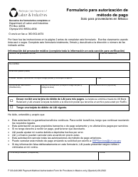 Document preview: Formulario F120-240-999 Formulario Para Autorizacion De Metodo De Pago Solo Para Proveedores En Mexico - Washington (Spanish)