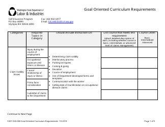 Form F207-230-000 Goal Oriented Curriculum Requirements - Washington