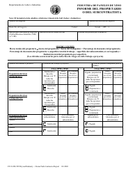 Formulario F212-050-999 Industria De Paneles De Yeso Informe Del Propietario O Del Subcontrastista - Washington (Spanish)