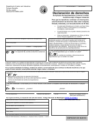Document preview: Formulario F242-421-999 Declaracion De Derechos De Hijos(As) Discapacitados(As) O Tutores a Recibir Beneficios Bajo El Seguro Industrial - Washington (Spanish)