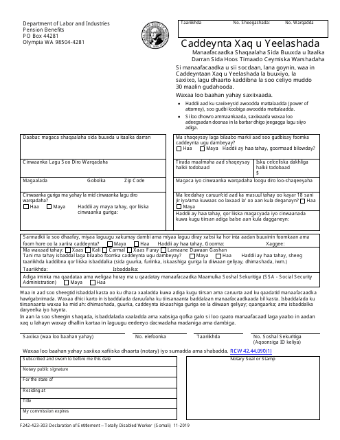Form F242-423-303  Printable Pdf