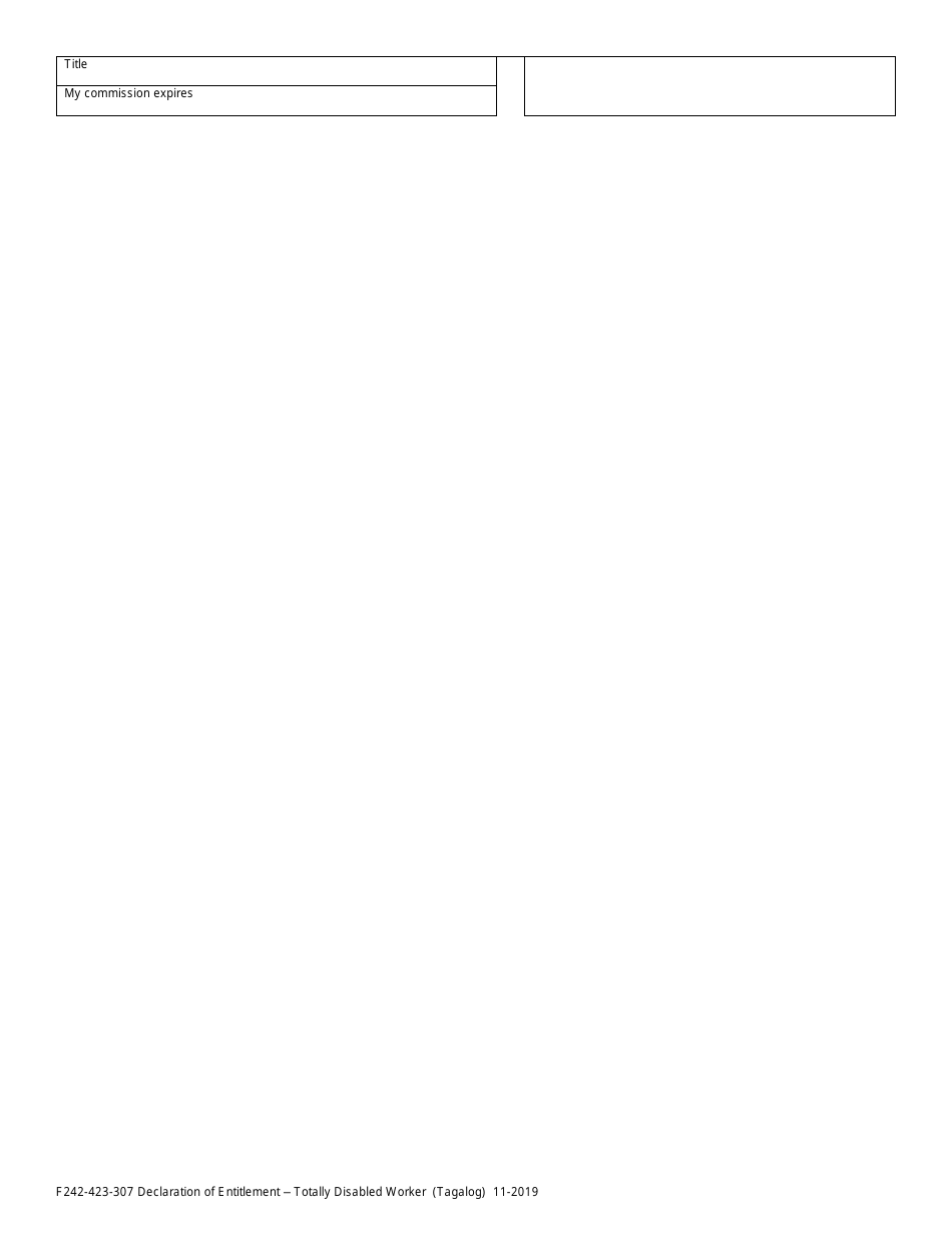 Form F242-423-307 Declaration of Entitlement for Totally Disabled Worker Benefits Under Industrial Insurance - Washington (Tagalog), Page 2