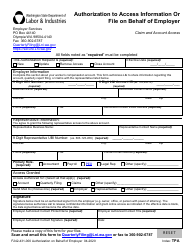 Document preview: Form F242-431-000 Authorization to Access Information or File on Behalf of Employer - Washington