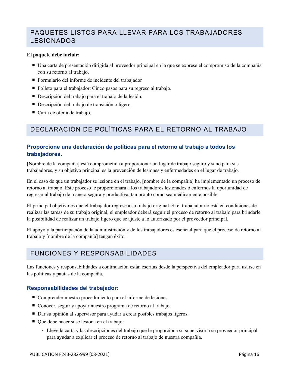 Formulario F243-282-999 Guia De Herramientas Para El Retorno Al Trabajo - Washington (Spanish), Page 17