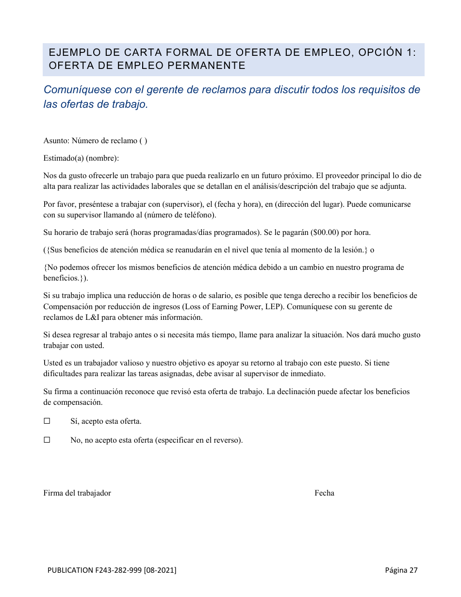Formulario F243-282-999 Guia De Herramientas Para El Retorno Al Trabajo - Washington (Spanish), Page 28