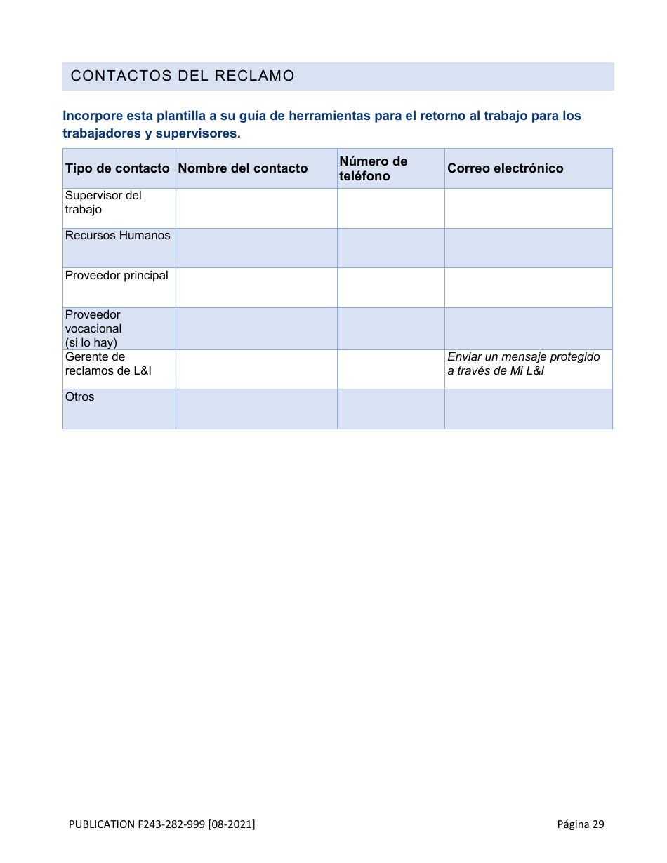 Formulario F243-282-999 Guia De Herramientas Para El Retorno Al Trabajo - Washington (Spanish), Page 30