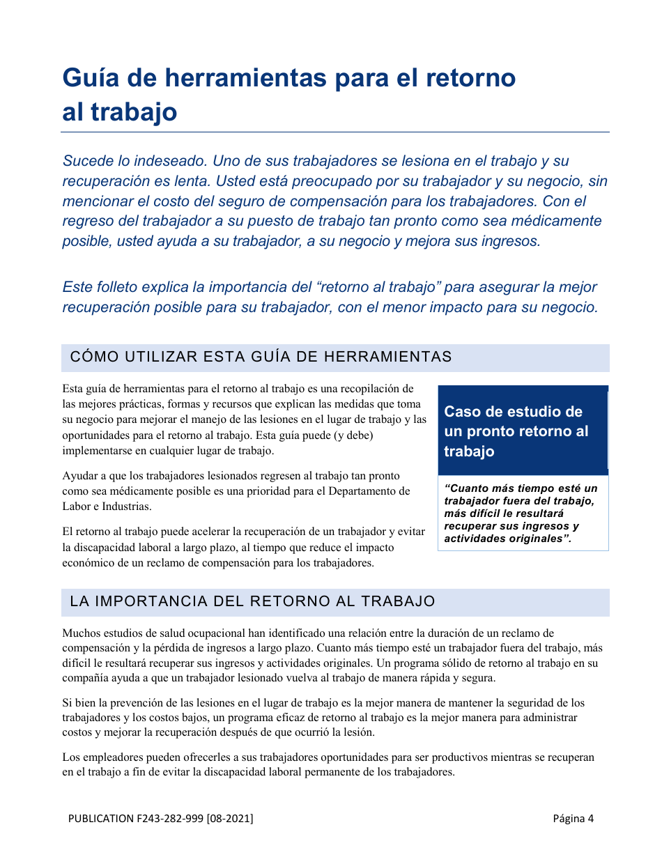Formulario F243-282-999 Guia De Herramientas Para El Retorno Al Trabajo - Washington (Spanish), Page 5