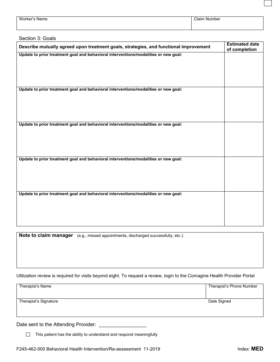 Form F245-462-000 Behavioral Health Intervention / Re-assessment - Washington, Page 2