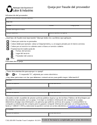 Document preview: Formulario F262-289-999 Queja Por Fraude Del Proveedor - Washington (Spanish)