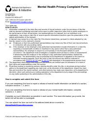 Form F262-291-000 Mental Health Privacy Complaint Form - Washington