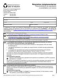 Formulario F280-045-999 Requisitos Complementarios Para Proveedores De Capacitacion No Acreditados O Sin Licencia - Washington (Spanish)