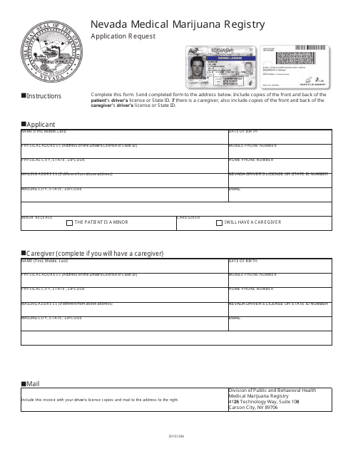Nevada Medical Marijuana Registry Application Request - Nevada Download Pdf