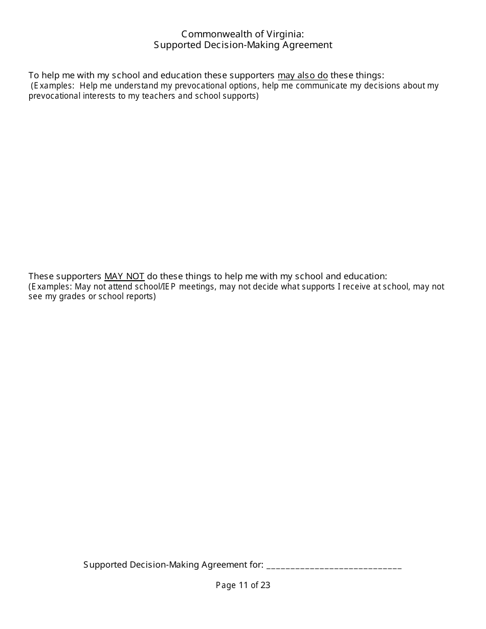 Supported Decision-Making Agreement - Virginia, Page 11