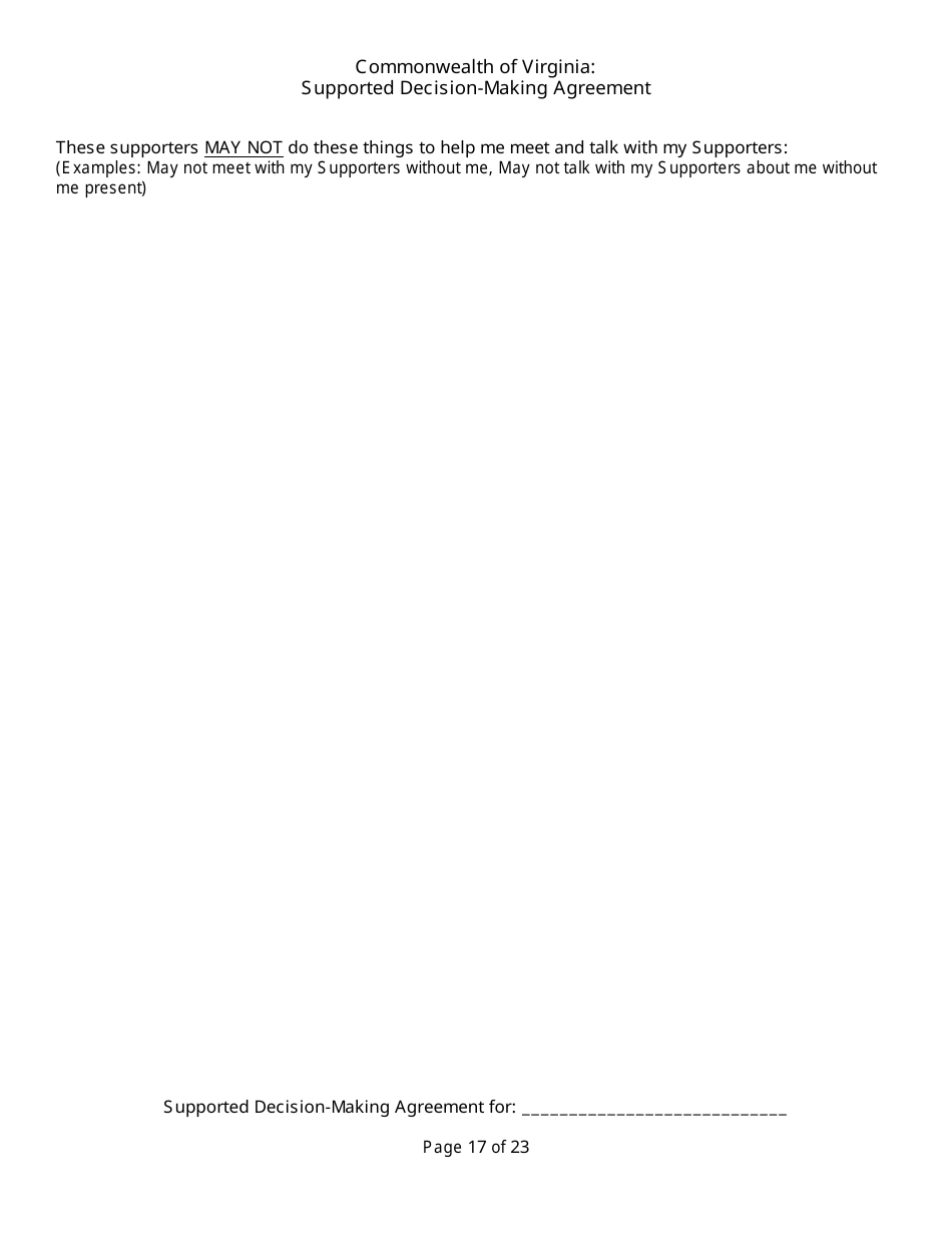 Supported Decision-Making Agreement - Virginia, Page 17