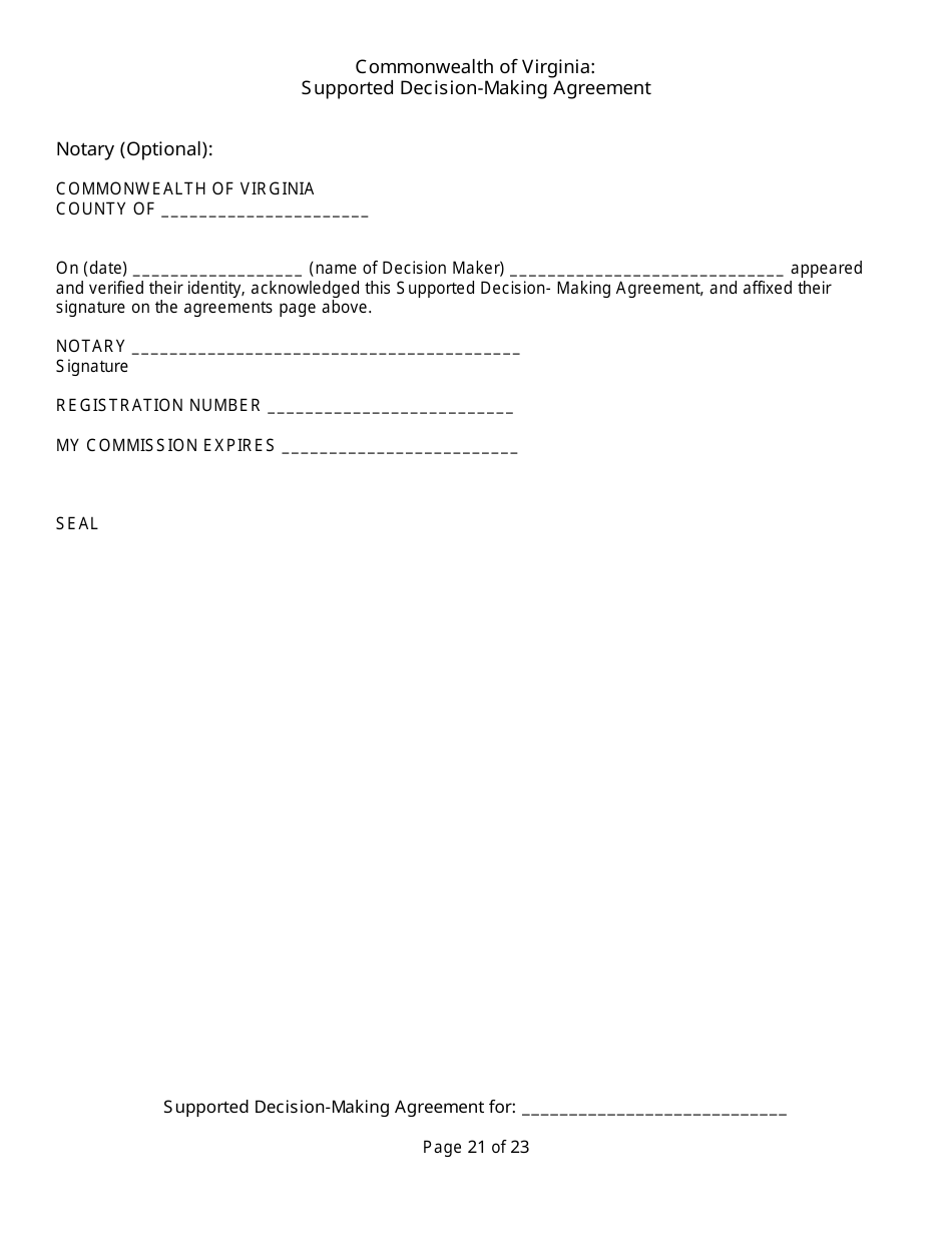 Supported Decision-Making Agreement - Virginia, Page 21