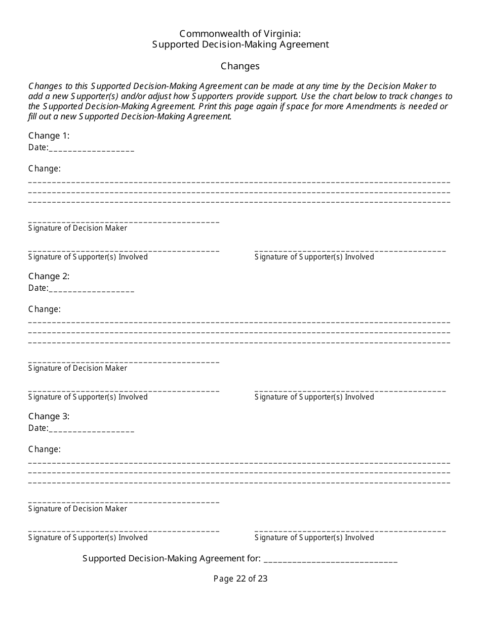 Supported Decision-Making Agreement - Virginia, Page 22