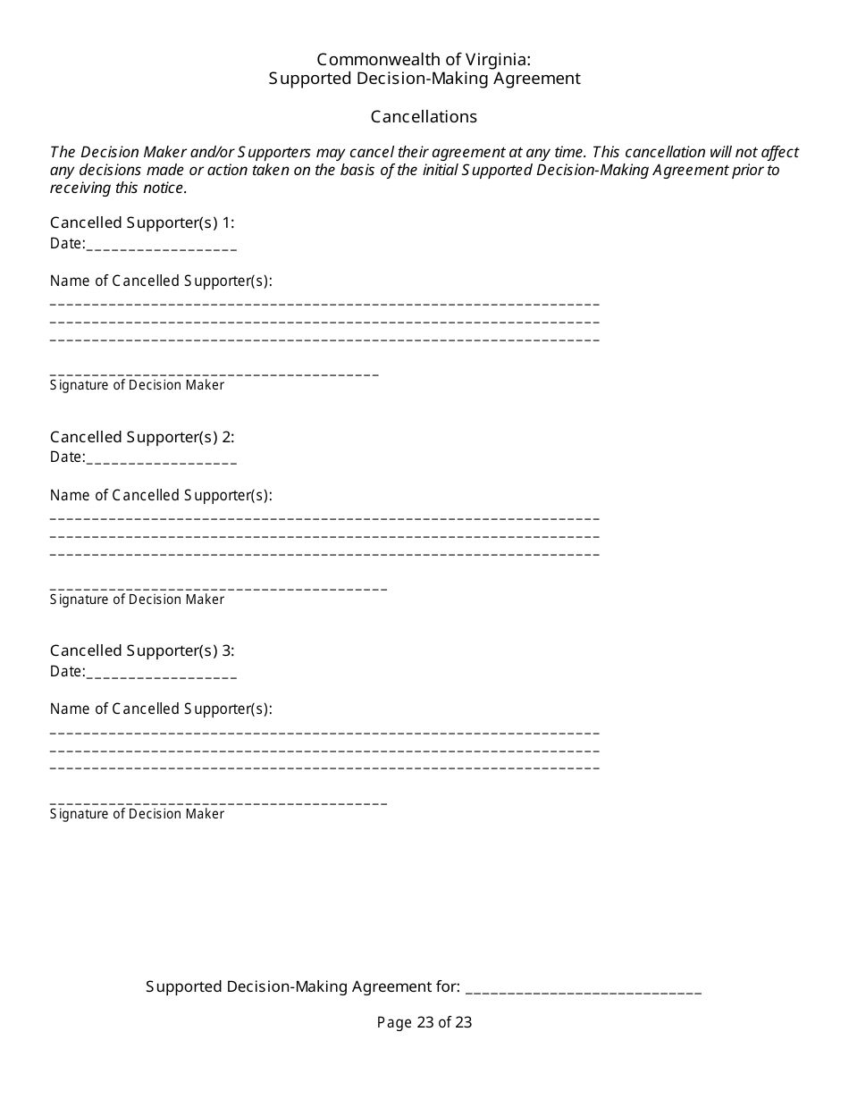 Supported Decision-Making Agreement - Virginia, Page 23