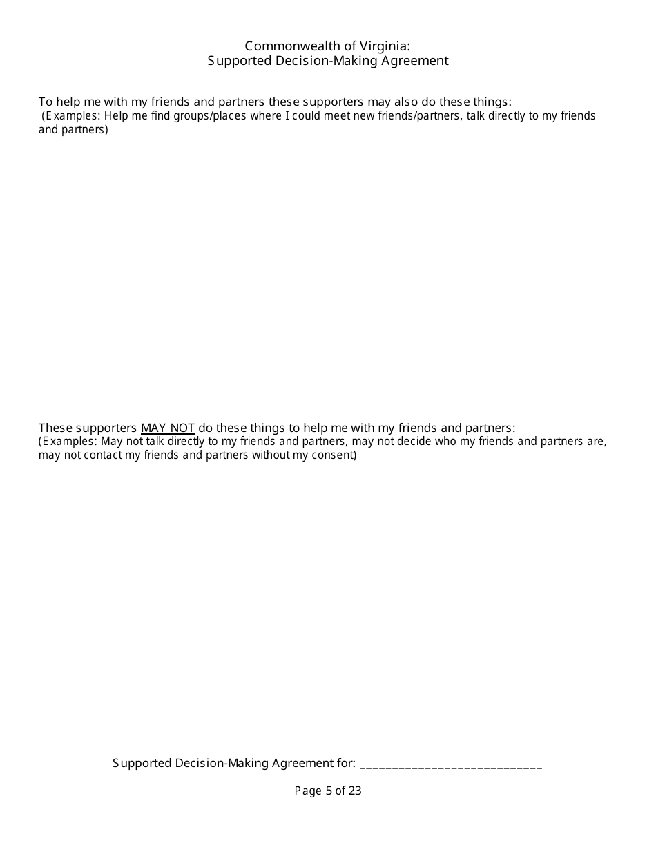 Supported Decision-Making Agreement - Virginia, Page 5