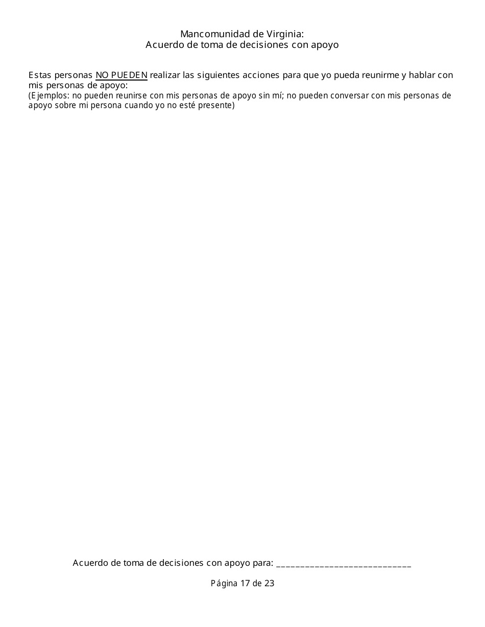 Acuerdo De Toma De Decisiones Con Apoyo - Virginia (Spanish), Page 17
