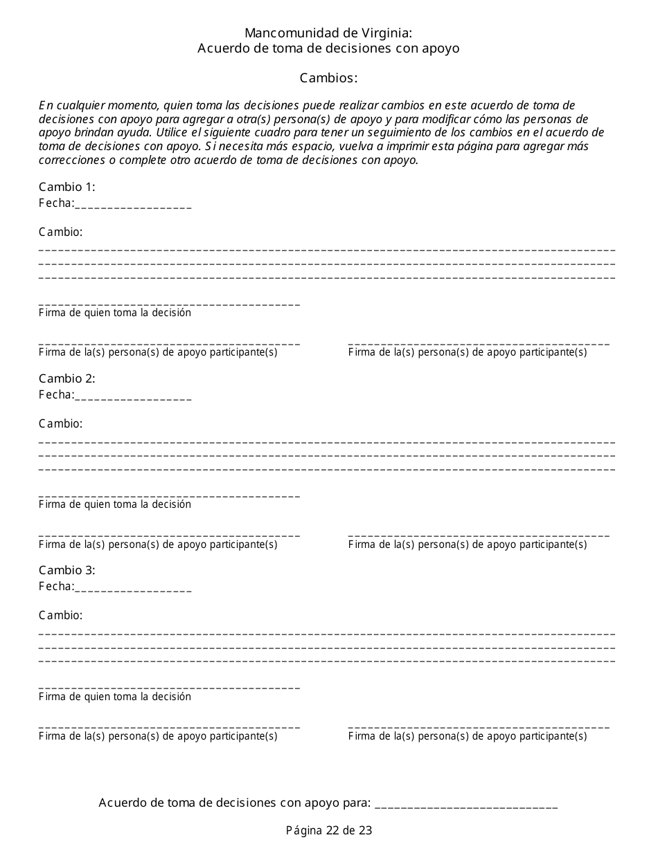 Acuerdo De Toma De Decisiones Con Apoyo - Virginia (Spanish), Page 22
