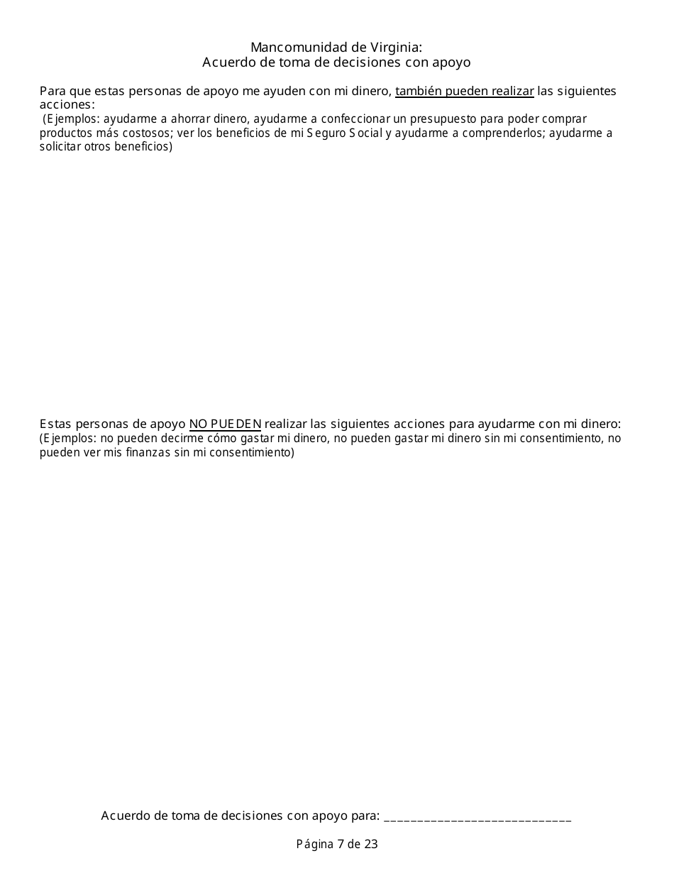 Acuerdo De Toma De Decisiones Con Apoyo - Virginia (Spanish), Page 7