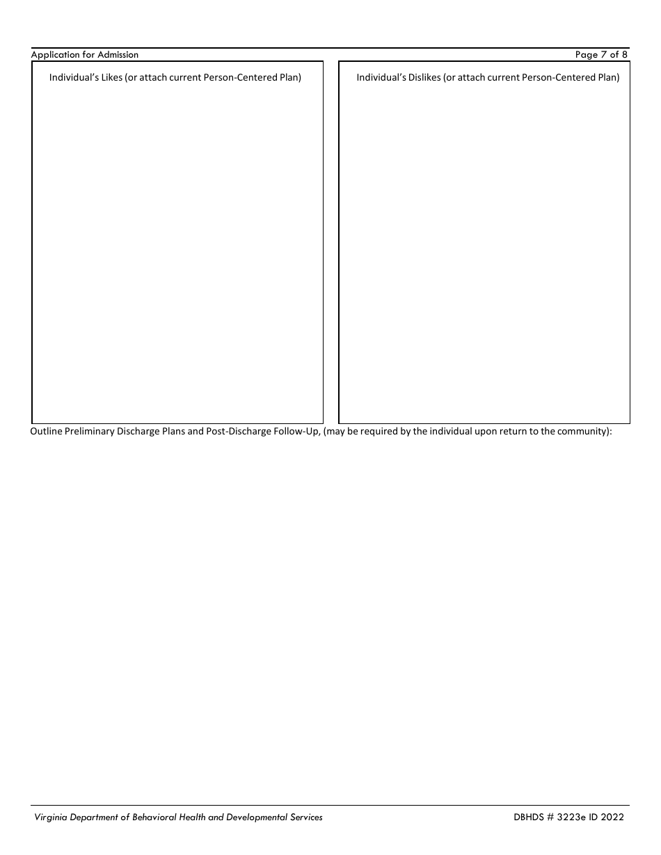 Form DBHDS3223E Application for Services - Admission to Southeastern Virginia Training Center - Virginia, Page 7