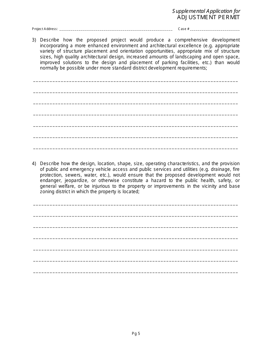 Supplemental Application for Adjustment Permit - City of Pasadena, California, Page 5