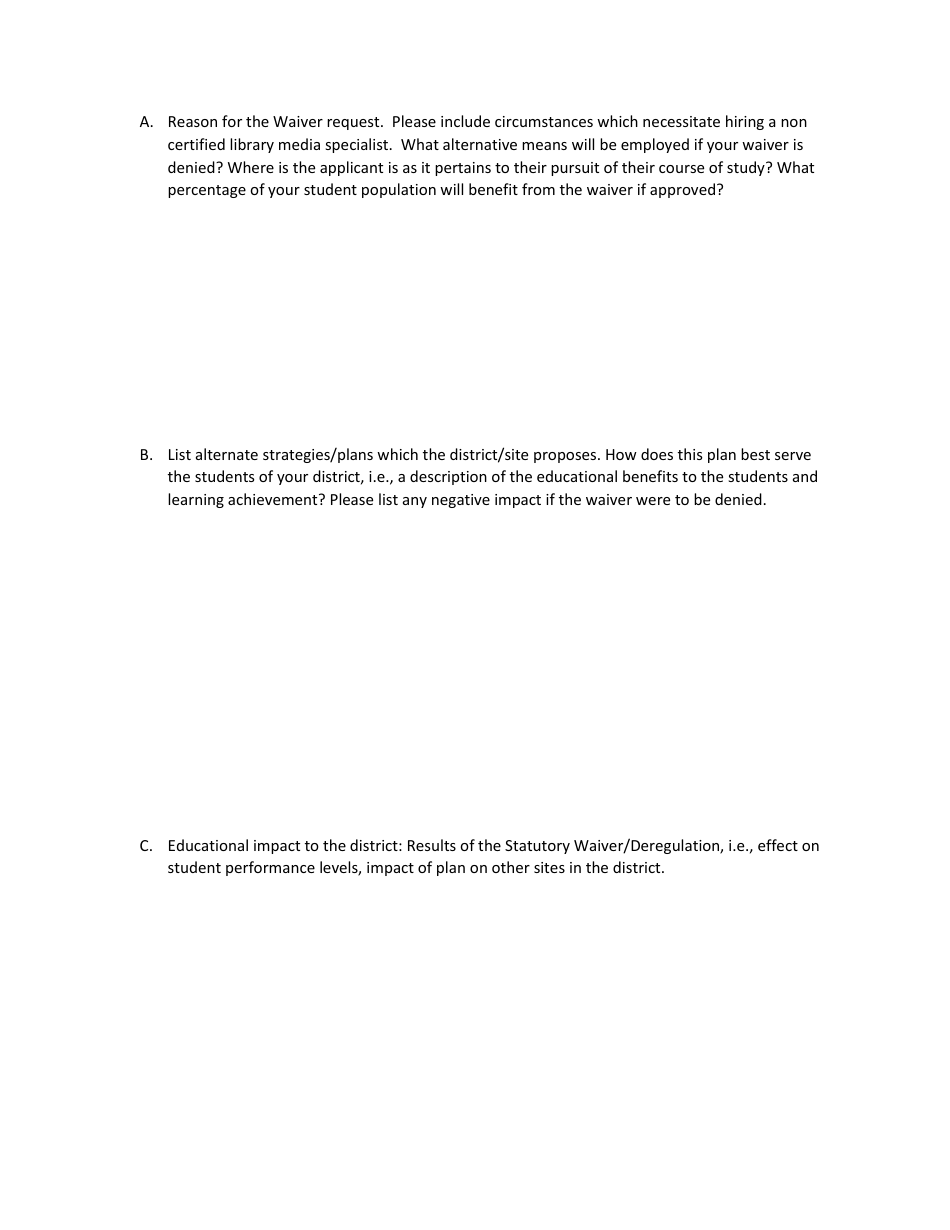 School Site Statutory Waiver / Deregulation Application - Oklahoma, Page 4