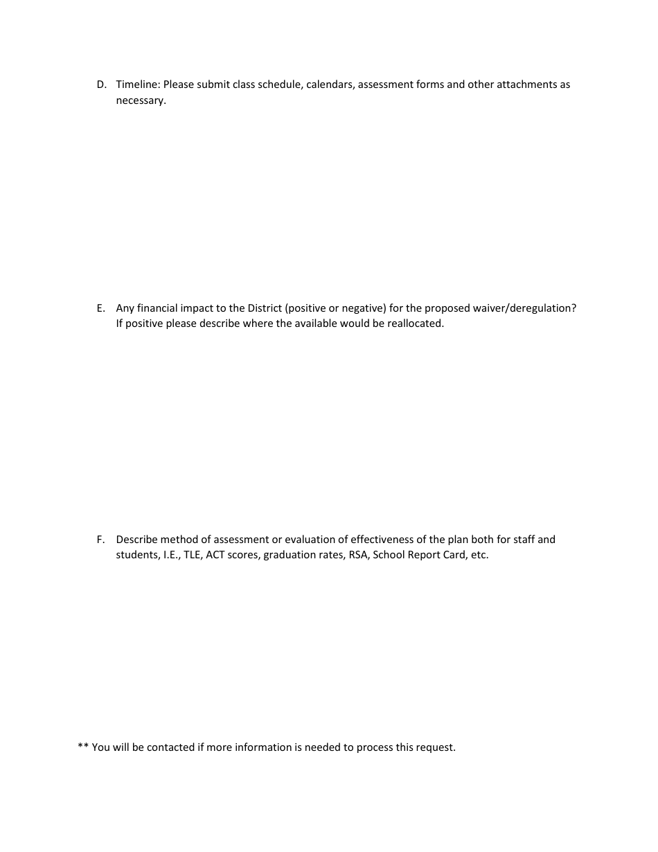 School Site Statutory Waiver / Deregulation Application - Oklahoma, Page 5