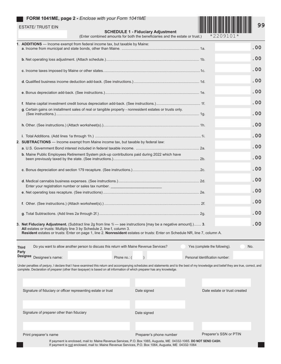 Form 1041ME Income Tax Return for Resident and Nonresident Estates and Trusts - Maine, Page 2