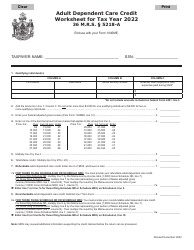 Adult Dependent Care Credit Worksheet - Maine