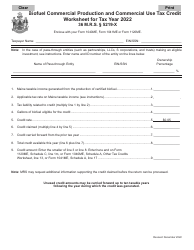 Biofuel Commercial Production and Commercial Use Tax Credit Worksheet - Maine