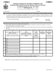 Employer Support for Volunteer Firefighters and Volunteer Municipal Emergency Medical Services Persons Credit Worksheet - Maine