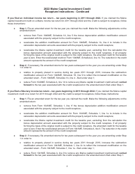 Maine Capital Investment Credit Worksheet - Maine, Page 3