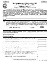 New Markets Capital Investment Credit Worksheet - Maine
