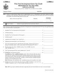 Pine Tree Development Zone Tax Credit Worksheet - Maine