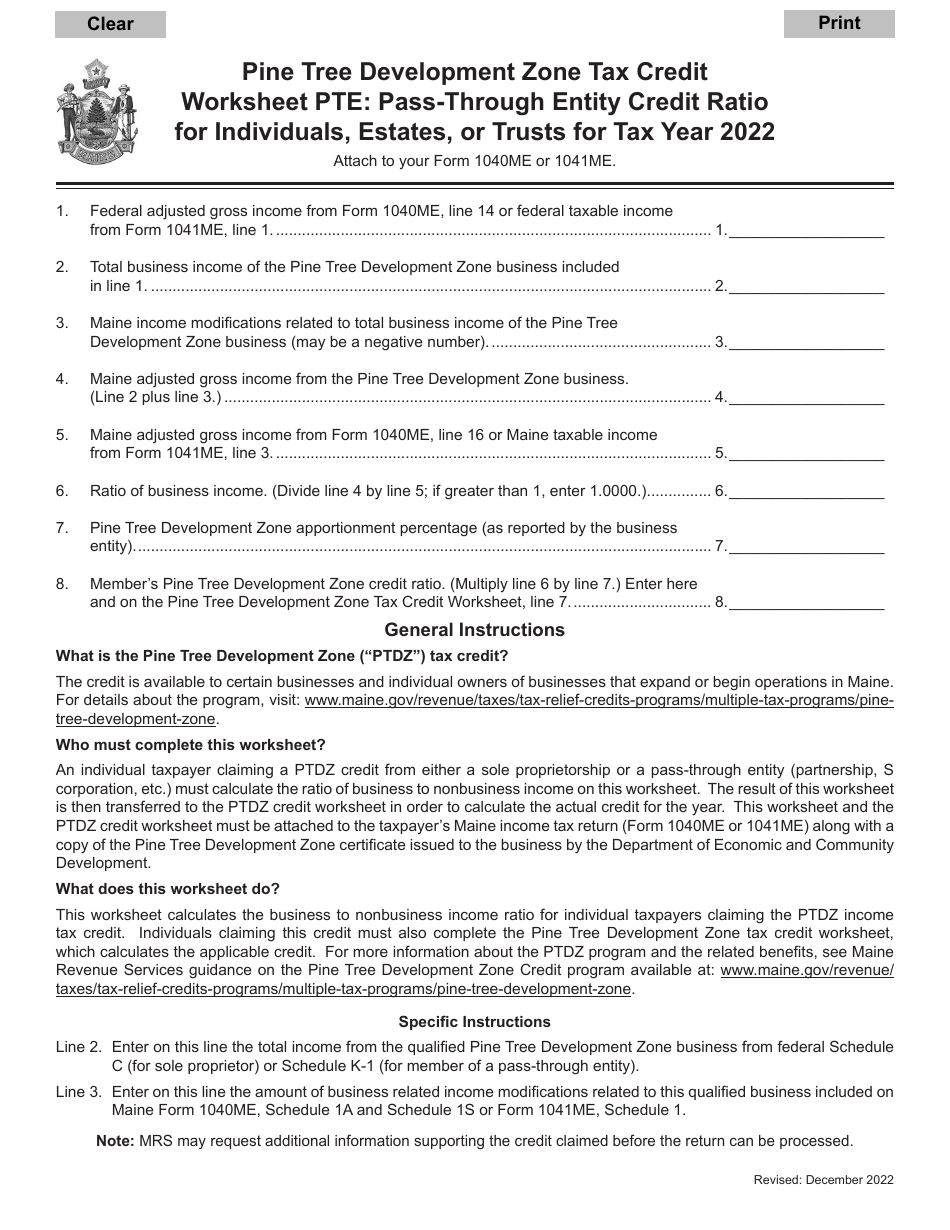 Worksheet Pte Download Fillable Pdf Or Fill Online Pine Tree