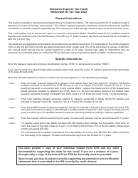 Research Expense Tax Credit Worksheet - Maine, Page 2