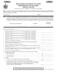 Seed Capital Investment Tax Credit Worksheet - Maine