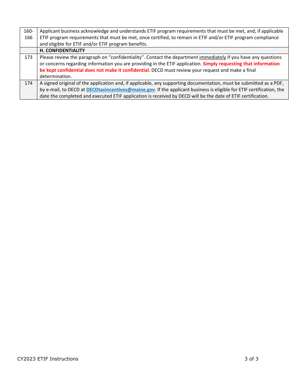 Instructions for Business Certification Application - Employment Tax Increment Financing (Etif) Program - Maine, Page 3